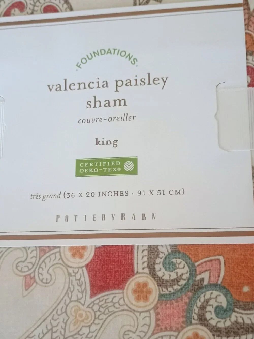 Pottery Barn Valencia Paisley Cal King Duvet , 2 Euro Sham, pillow cover. NEW